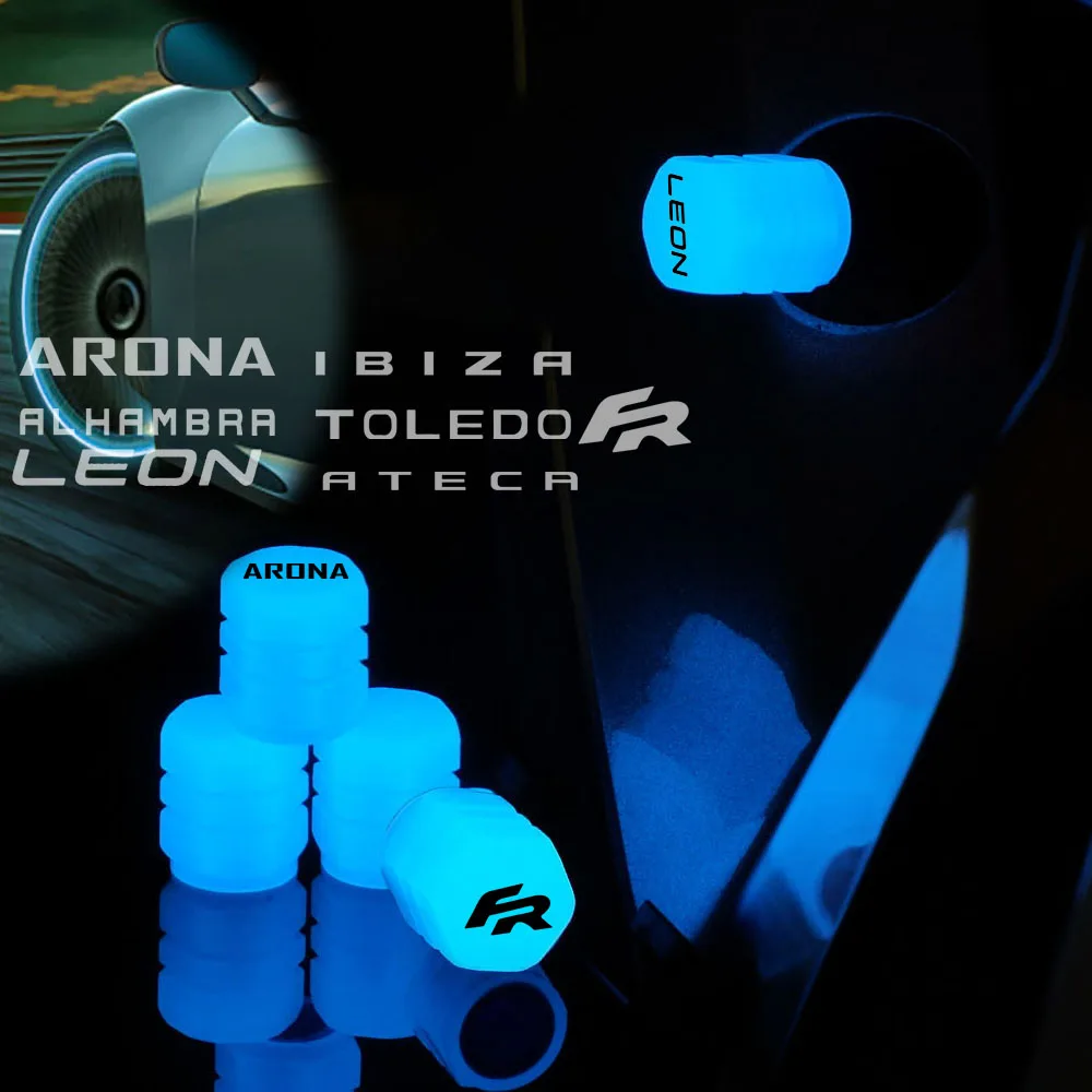 

5pcs Universal Luminous Dust-proof Lettering Logo Valve Tire Caps Cover Car For Seat IBIZA LEON ATECA ALHAMBRA ARONA FR TOLEDO