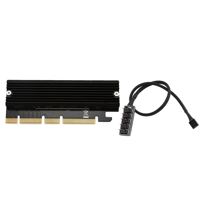 

1Pcs M.2 Nvme Ssd Ngff To Pcie 3.0 X16 Adapter & 1Pcs Cooler Fan Power Cable Fan Hub 1 Female To 5 Male 4Pin