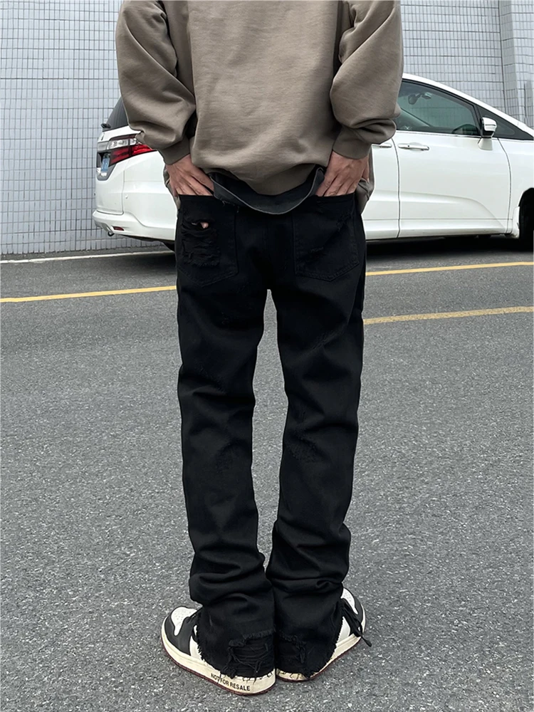 Punk Street Clothing Broken Hole Jeans Men To Tear Jeans Fashion Street Men's Clothing Y2K Clothing Casual Trousers Ripped Jeans