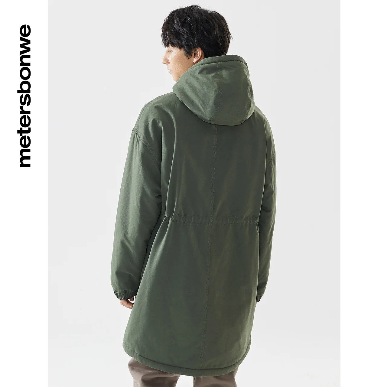 Metersbonwe Men Windproof Medium Length  Wadded Clothes Hooded  Thick Sherpa Warm Wear Casual Loose Winter Cotton-Padded Coats