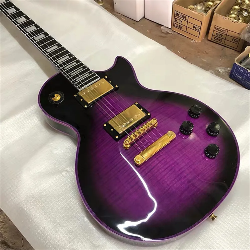 

Custom Electric Guitar Purple Bindings Golden Hardware Black Circle Purple Mahogany Body Rosewood Fingerboard Free Shipping