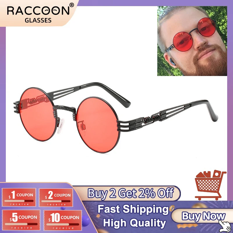 

Classic Round Steampunk Sunglasses Men Women Fashion Metal Sun Glasses Brand Design Vintage Gothic Eyewear High Quality Uv400