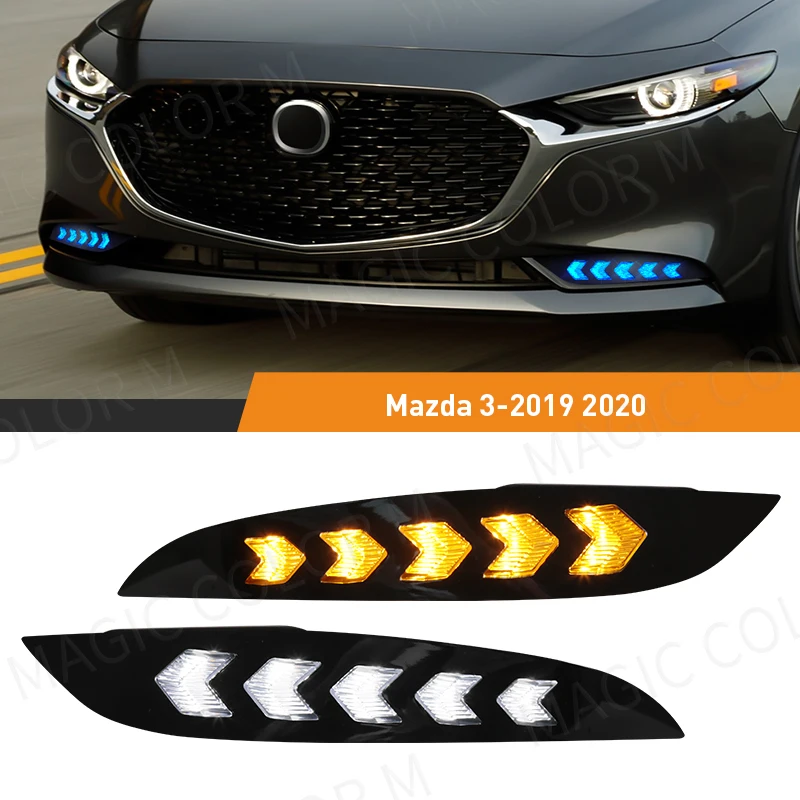 

LED Daytime Running Light DRL For Mazda 3 Axela 2019 2020 Fog Lamp Turn Signal Indicator White Yellow Blue Car Accessories 12V