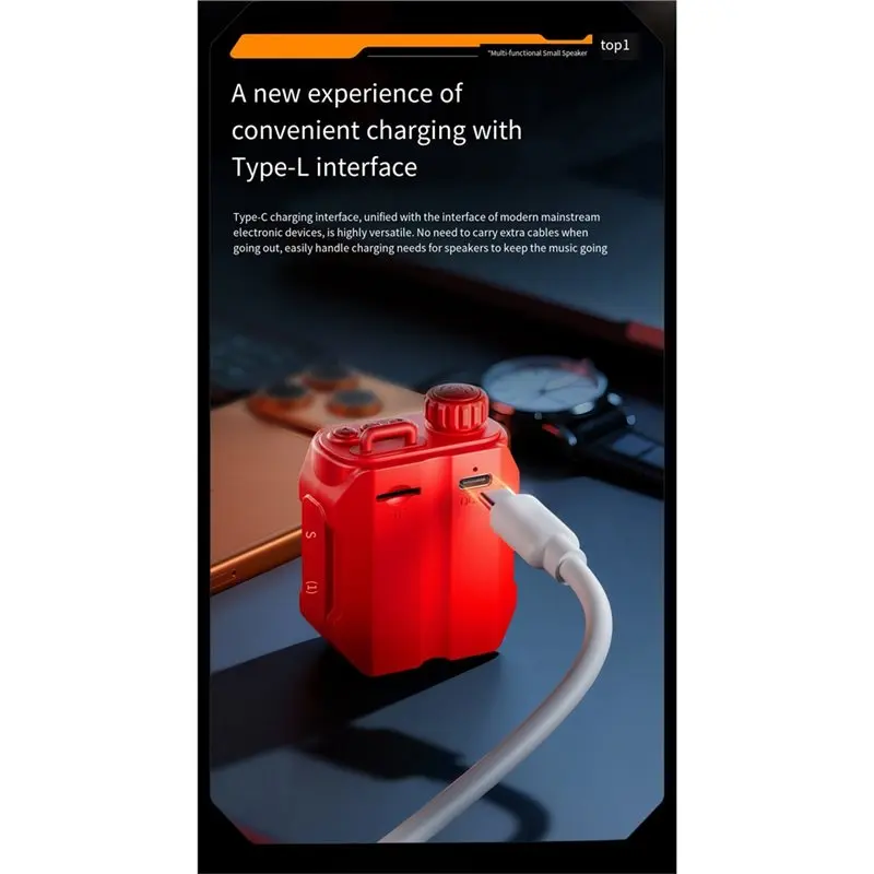 Фото Портативная Bluetooth-колонка FFYY-Mini в стиле Mecha для улицы, Hi-Fi звук, музыкальная колонка Type-C, беспроводной музыкальный плеер с гнездом для TF-карты A №5