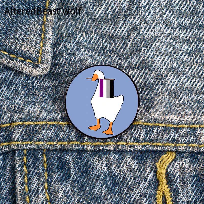 

Asexual Pride Flag Goose Pin Custom Brooches Shirt Lapel teacher tote Bag backpacks Badge Cartoon gift brooches pins for women