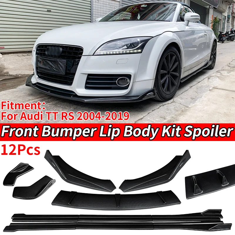 Car Front Bumper Splitters Lip Body Kit Spoiler Side Skirts Extensions Rear Wrap Angle Shark Fins For Audi TT RS 2004-2019 2008