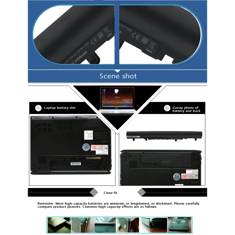 2200Mah Laptop Backup Battery 4-Cell 14.8V Universal For Acer V5-431 471 551 571G S3-471 | Batteries