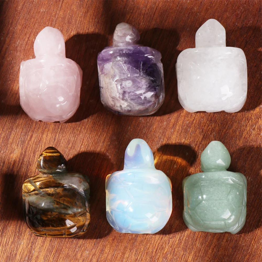 

Healing Stone Fish Tank Jewellery Making Natural Mineral Turtle Lucky Charm Crystal Tortoise Figurine Carving Animals Statue