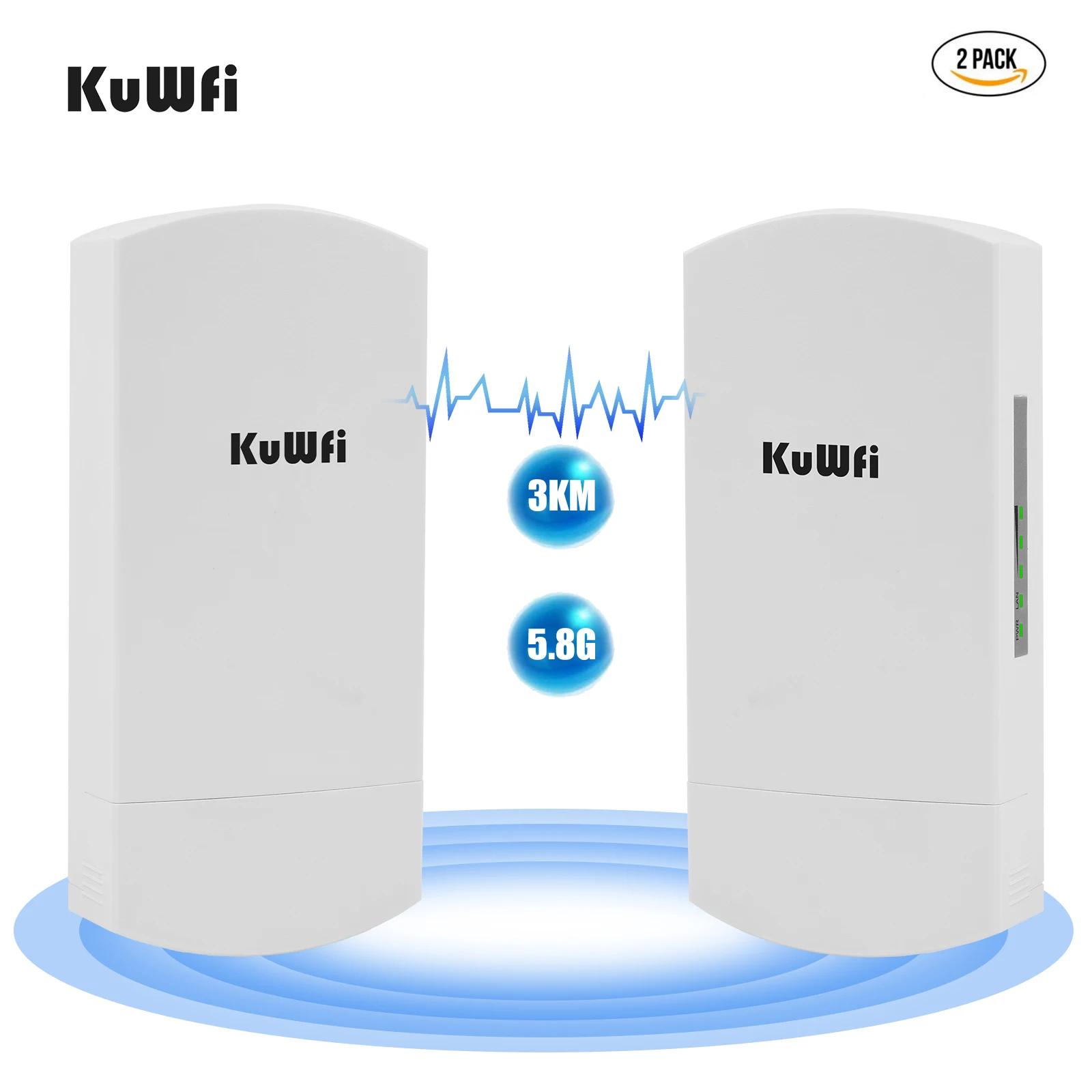 KuWFi 5.8G Oudoor WiFi Router 300Mbps Wireless WIFI Beidge 3KM Wifi Range Extender Repeater CPE Router With 48VPOE For IP Camera