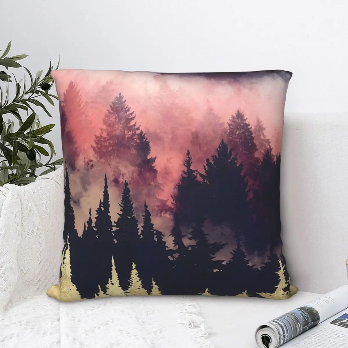 

Evening Glow Cojines Throw Pillow Case Geometric Mountain Sun Cushion Home Sofa Chair Print Decorative Coussin