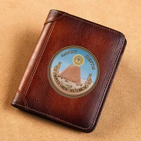 high quality genuine leather wallet master mason annuit coeptis novus ordo seclorum printing standard short purse bk1232