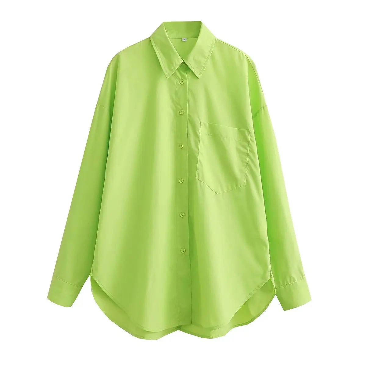 

22 European and American style Lapel solid color versatile loose long sleeve back lace up shirt blouse