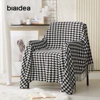 houndstooth throw blanket modern sofa cover rugs homestay hotel bed end towel bed flag soft black and white scarf home decor