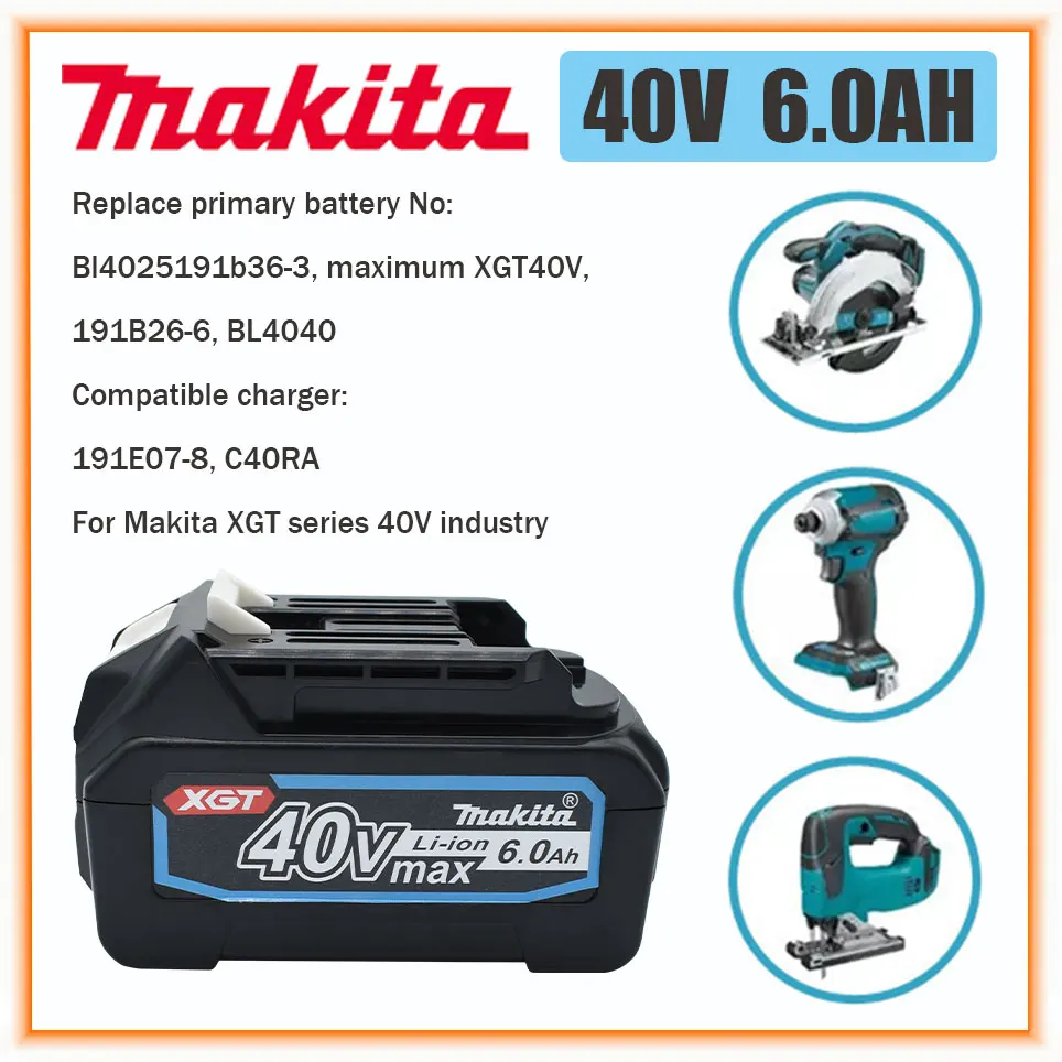 

Makita 40V 6000MAH Upgraded Alternative Battery Li-Ion Akku Makita BL4025 BL4040 Electric Drill Screwdriver Rechargeable Battery