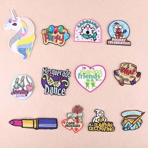 Cute Lovely Embroidered Patches Iron on for Clothes Girl Anime Applique Stickers Pink Patches for Jackets Jeans Coats Clothing
