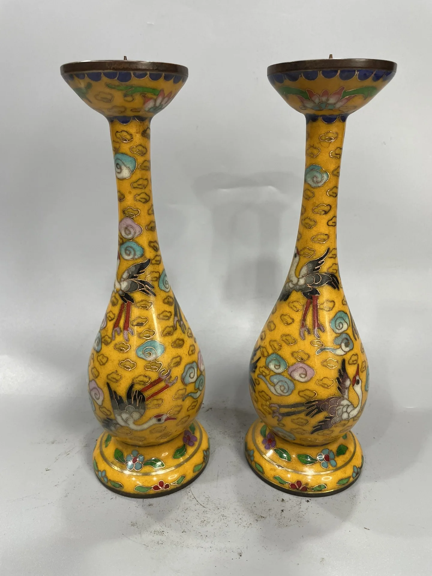 Коллекция тибетских храмов старое эмалированное Украшение 9 дюймов подсвечник с