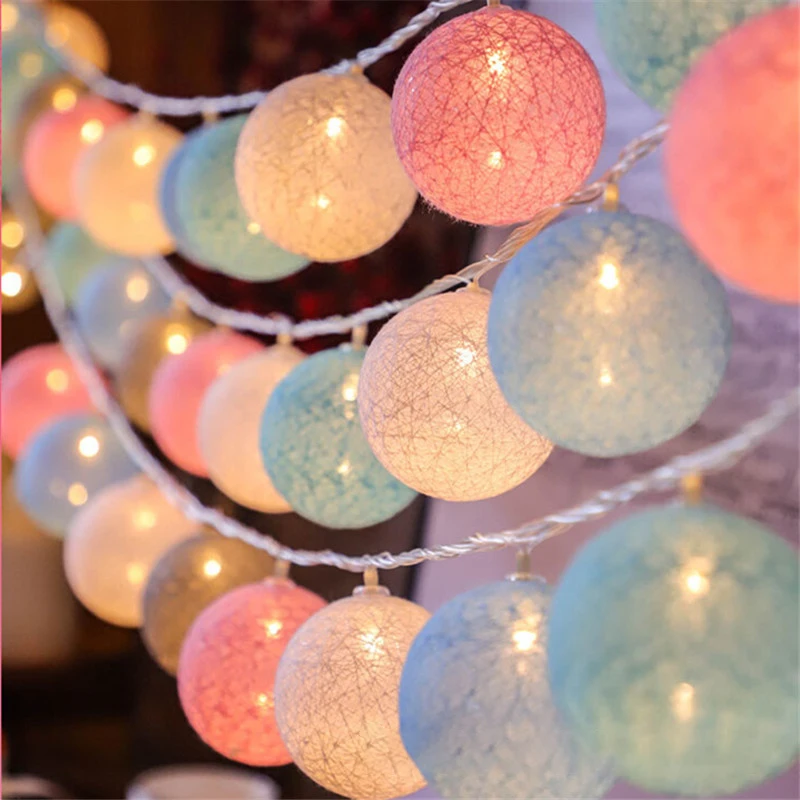 

20 Leds Cotton Balls Lights LED Fairy Garland Ball Light for Home Kid Bedroom Christmas Party Garden Holiday Lighting Decoration