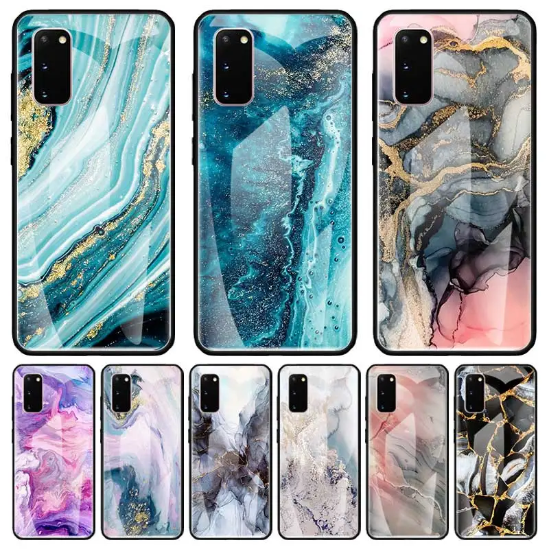 

Colorfull Marble Tempered Glass Phone Case For Samsung Galaxy S21 S20FE S22 S10 S8 Plus S10e Phone Shell Note 20 10 Lite 9 Capa