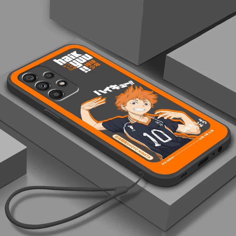 

Anime Haikyuu Japan Cartoon Liquid Rope Phone Case For Samsung A73 A72 A71 A52 A53 A54 A51 A42 A34 A32 A14 A21 A13 A04 A03