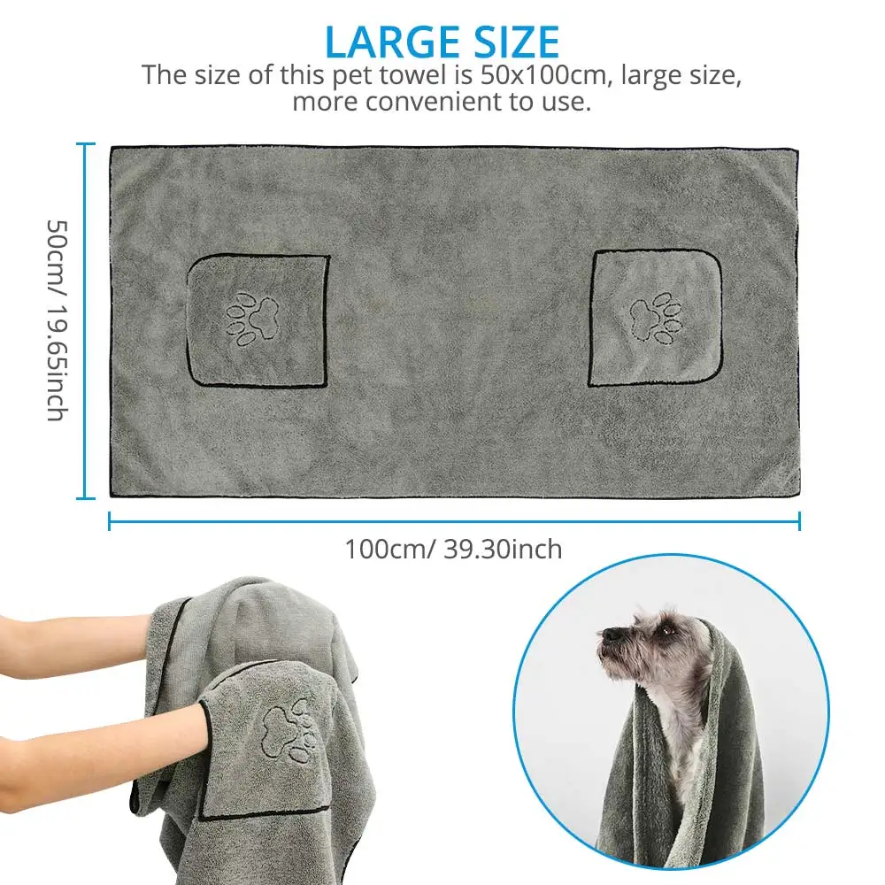 

For 1Pcs Pet Dog Towel Super Absorbent Dog Bathrobe Microfiber Bath Towels Quick-Drying Cat Bath Towel