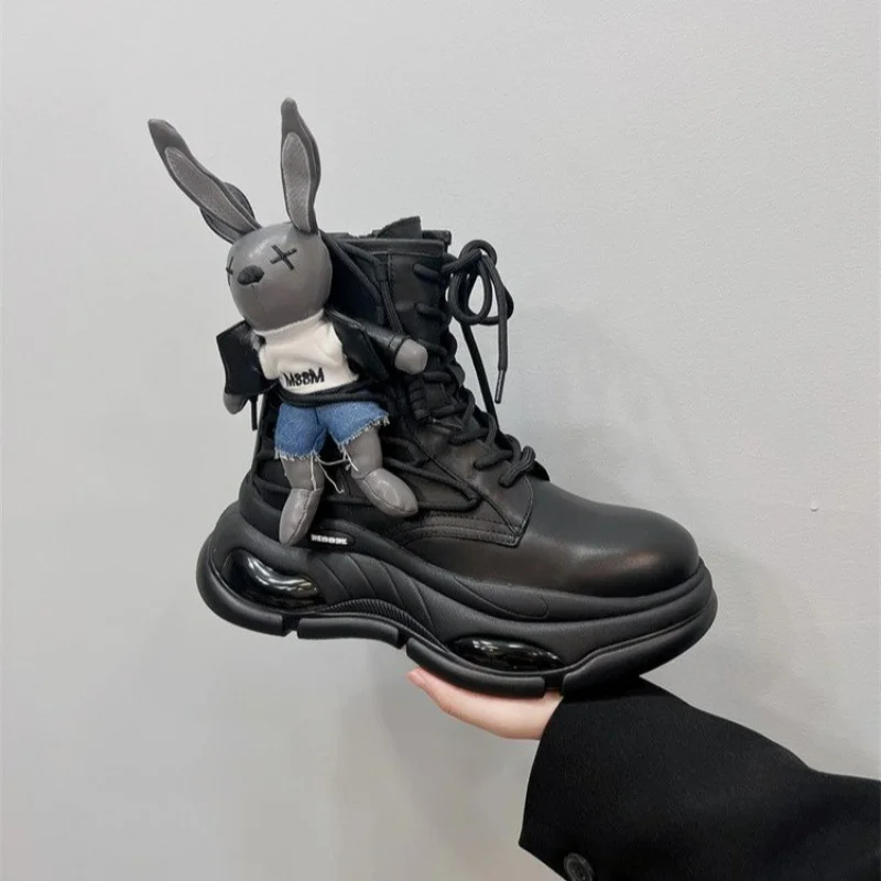 

New Winter Fashion Boots for Women Leatherwear Air Cushioned Cartoon Decorative Boots Platform Shoes Casual Female Cute Style 40