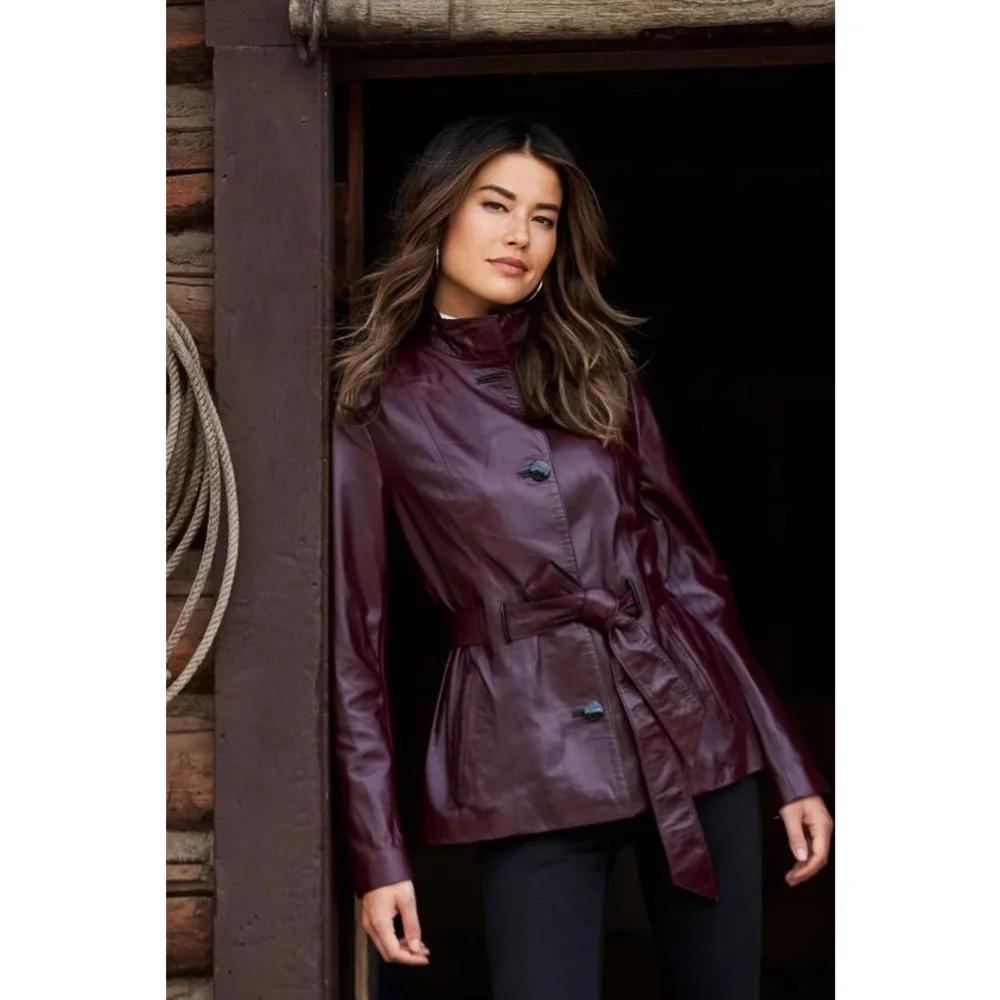 

Women's Top Mid-length Leather Jacket 2022 Autumn And Winter Solid Color Mid-length Leather Jacket Women's Unisex Commuting