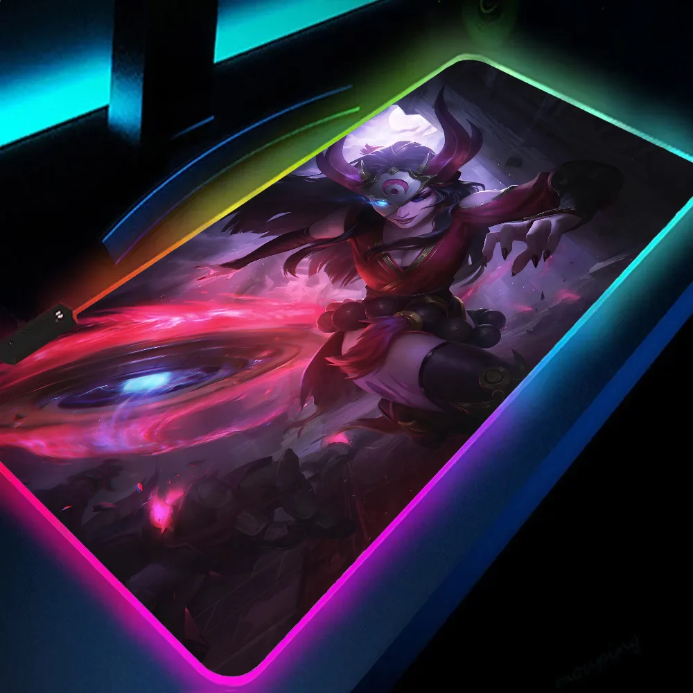 1 шт. кровавая луна сивир Лига Легенд XXL RGB игровые коврики для мыши HD черная