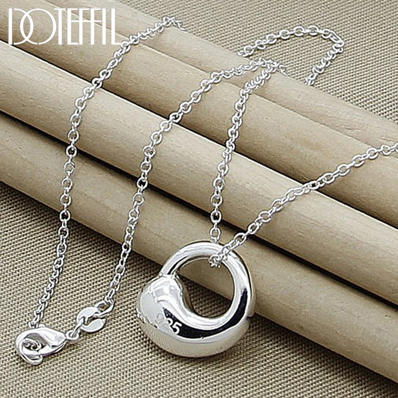 

DOTEFFIL 925 Sterling Silver 16-30 Inch Chain Water Droplets Pendant Necklace For Woman Man Wedding Engagement Jewelry