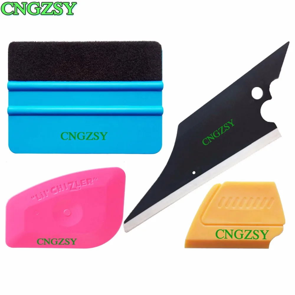 

CNGZSY 4 In 1 Window Tinting Tools Kit Rubber Squeegee Mini Pink Yellow Felt 3D Carbon Fiber Glass Window Tint Tool Scrapers K60