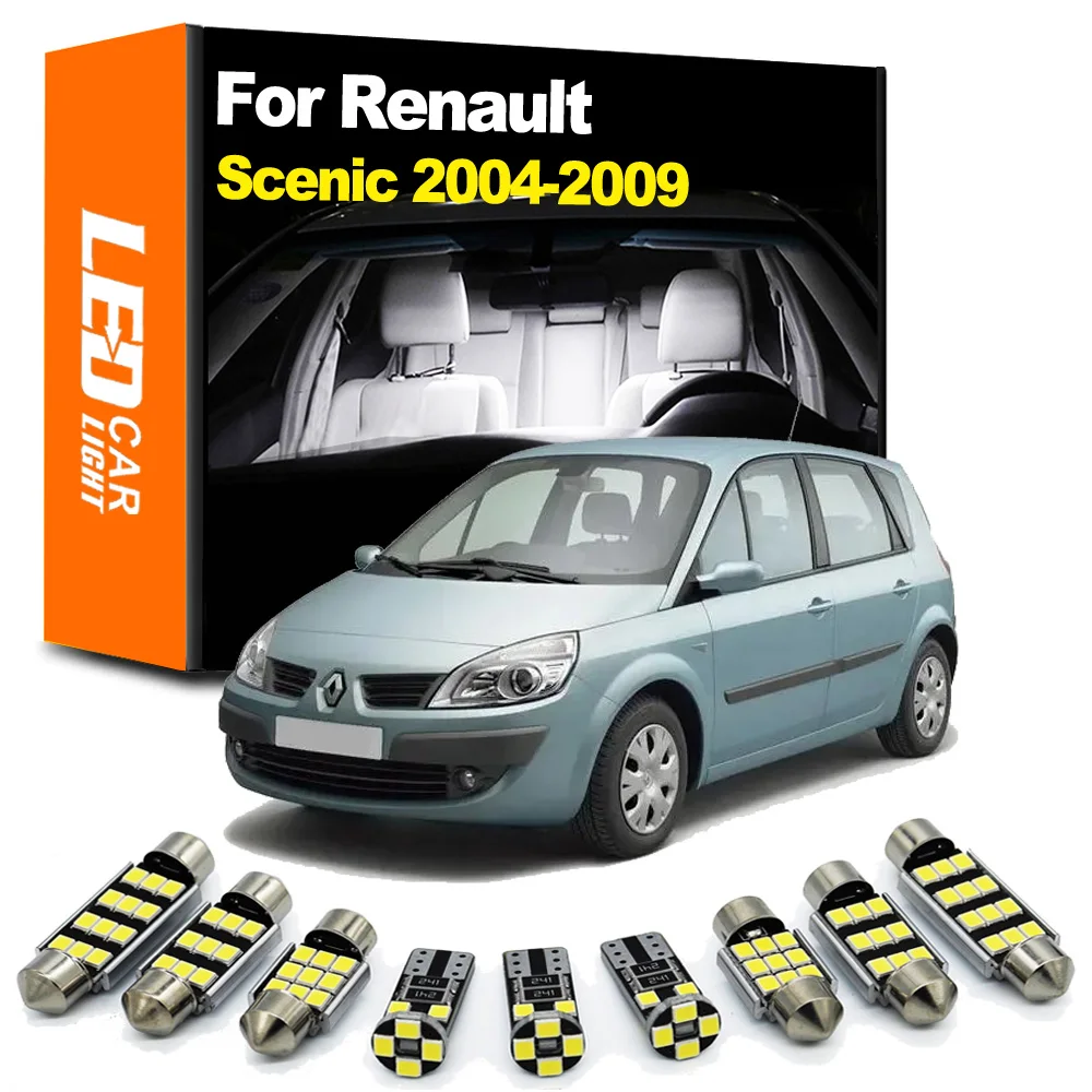 

Масштабируемые 16 шт. комплект для внутреннего освещения для Renault Scenic II 2 MK2 2004 2005 2006 2007 2008 2009 Canbus Автомобильная Внутренняя купольная лампа для ...