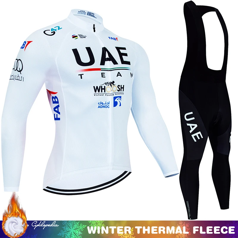 

Winter Thermal Fleece Cycling Clothing Tricuta Man Jersey 2024 UAE Sportswear Retro Men's Suit Uniform Bib Outfit Set Pants Gel