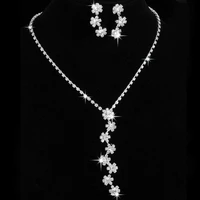 bridal jewelry claw chain rhinestone small chrysanthemum necklace earrings two piece set banquet jewelry high end jewelry set