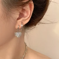 cool sweet love heart dangle earrings for women trendy lovely pink crystal shining earring fashion jewelry girls birthday gift