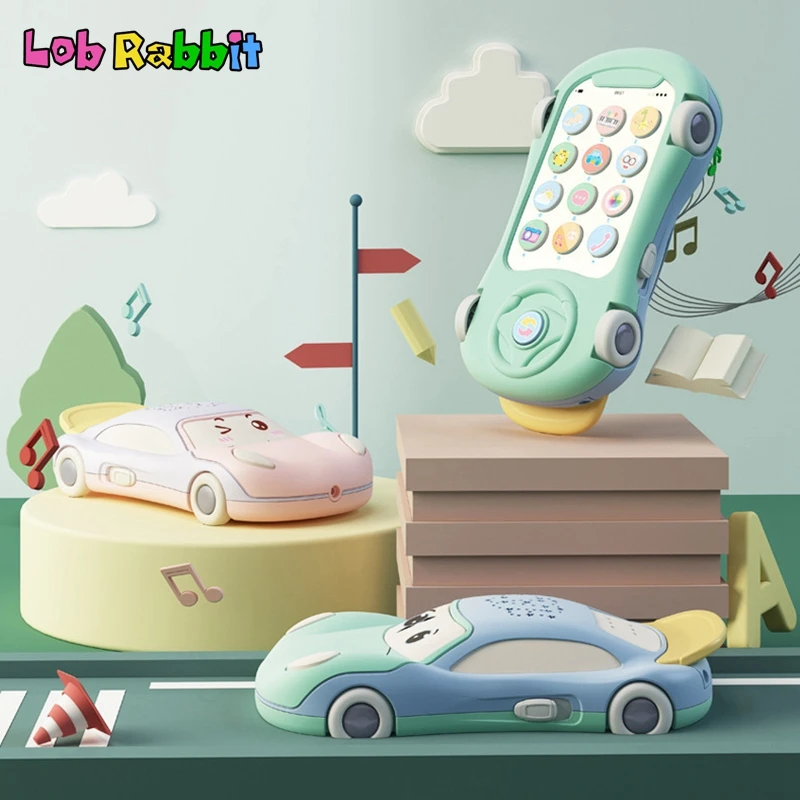 

Baby Mobile Phone Electronic Vocal Toys with Teether Music Projection Cartoon Car for Toddlers Educational Montessori Toy Gifts