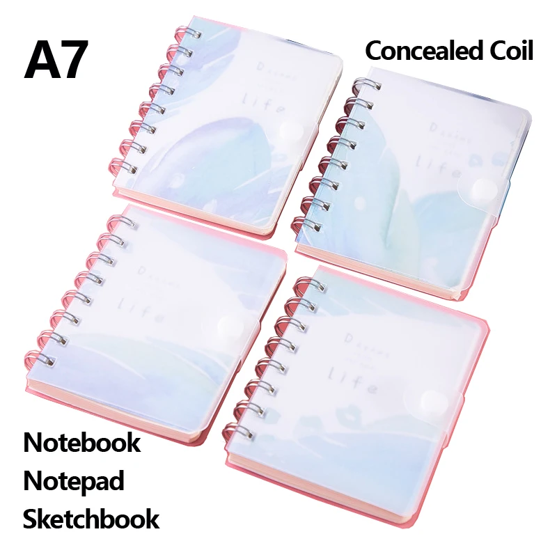 A7 Dark Buckle Coil Notebook Small Fresh Notepad Simple Thickening Agenda Planner Portable Business Learning Sketchbook Memo Pad