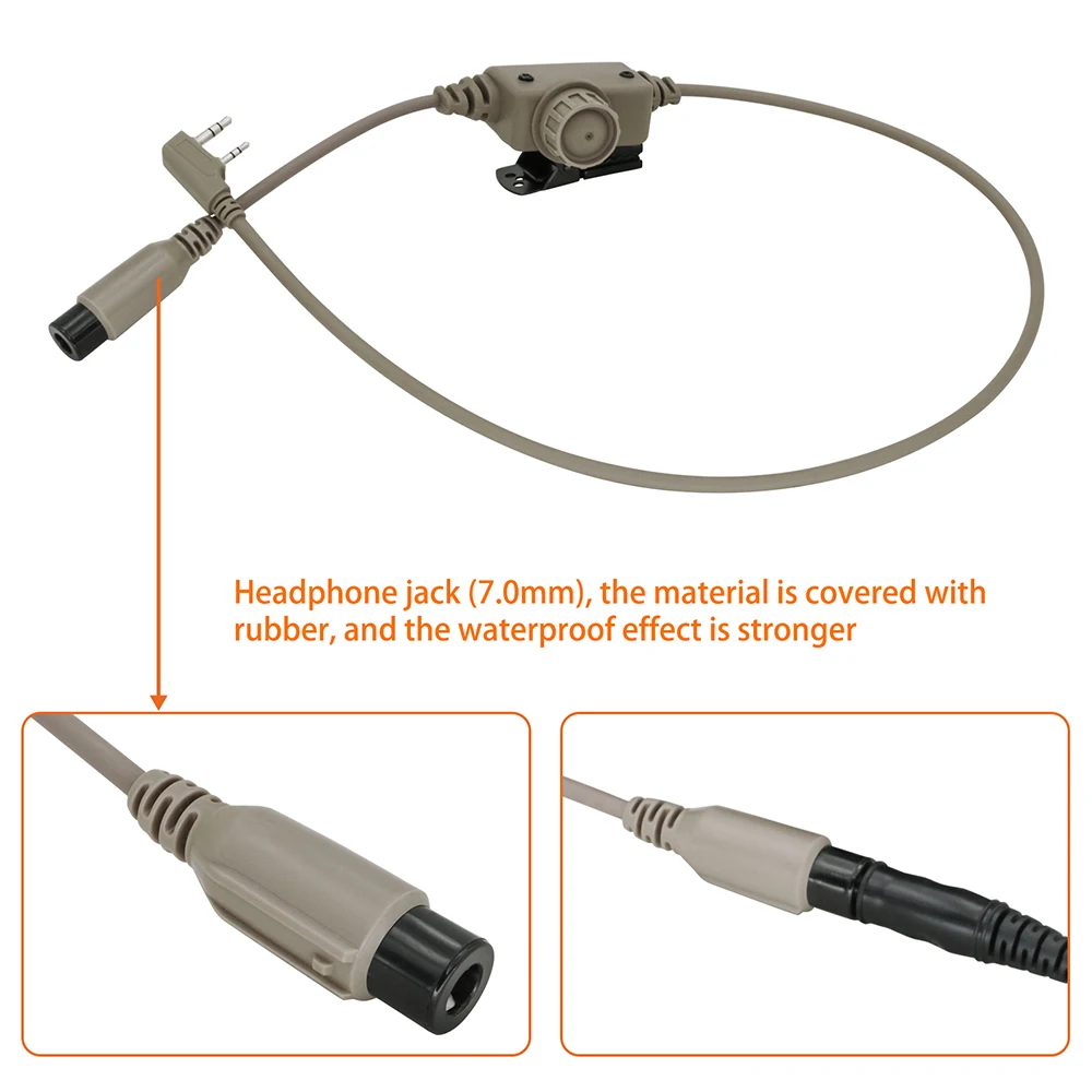 U94 tactical headset PTT, compatible with standard 7.0mm jack tactical headset compatible with Baofeng UV-3R UV-5R walkie-talkie