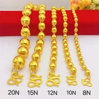 hoyon 24k yellow gold color mens chain 810121520mm hollow bead necklace hollow thin wall necklace large cut bead necklace
