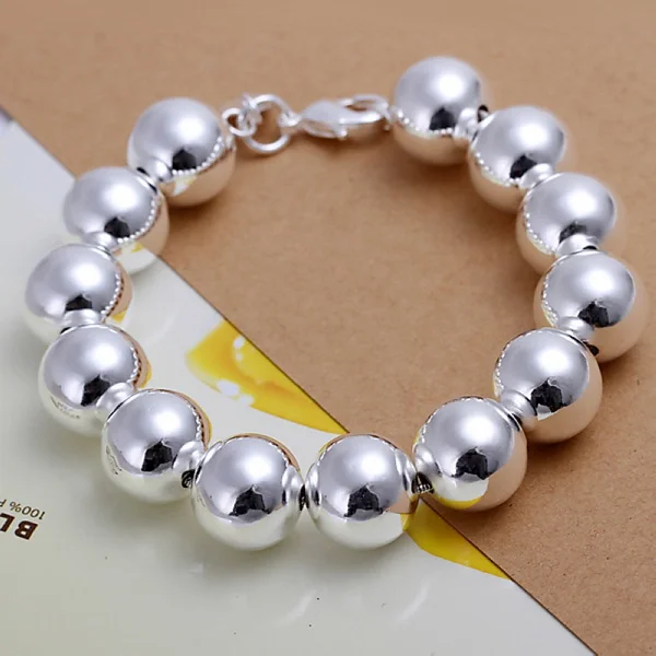

For women wedding classic , fashion Silver color Jewelry charm women 14mm beads Bracelets chain free shipping