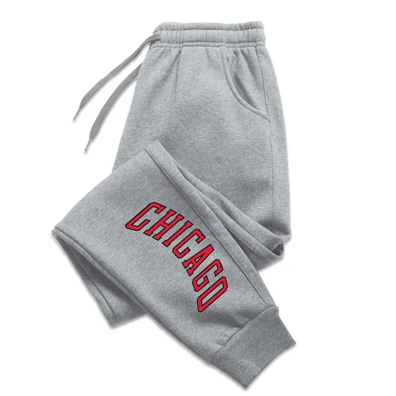 Новые подростковые спортивные брюки для бега CHICAGO с принтом города длинные на