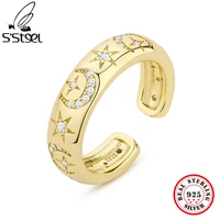 ssteel 925 sterling silver wedding star cubic zirconia ring designers adjustable for women gold jeweller trendy luxury jewelry
