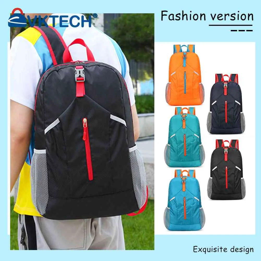 

Waterproof Outdoor Knapsack Large Capacity Oxford Zipper Backpack Fashion Folding Lightweight Multi-Pockets Portable for Camping