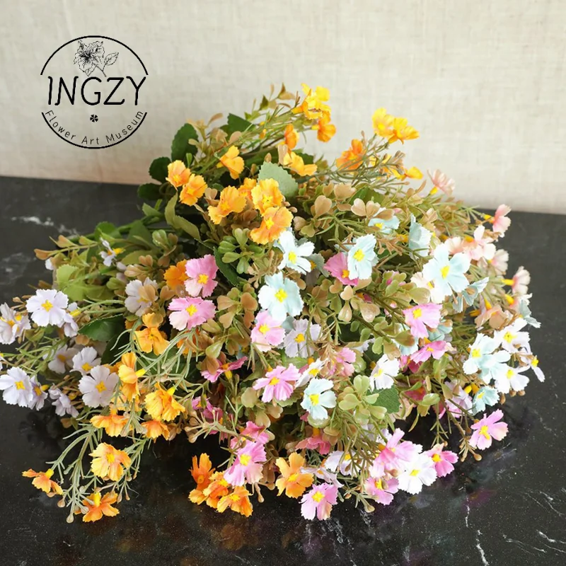 

Ingzy 1 bunch of new artificial silk flower Cute Silk Daisy Artificial Decorative Flower DIY Wedding Flower Bouquet Decoration