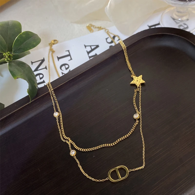 

Vintage Necklace Double Layer Pendant Clavicle Chain Women's Jewelry for Girls Clothing Aesthetic Gifts Fashion Pendant 2022