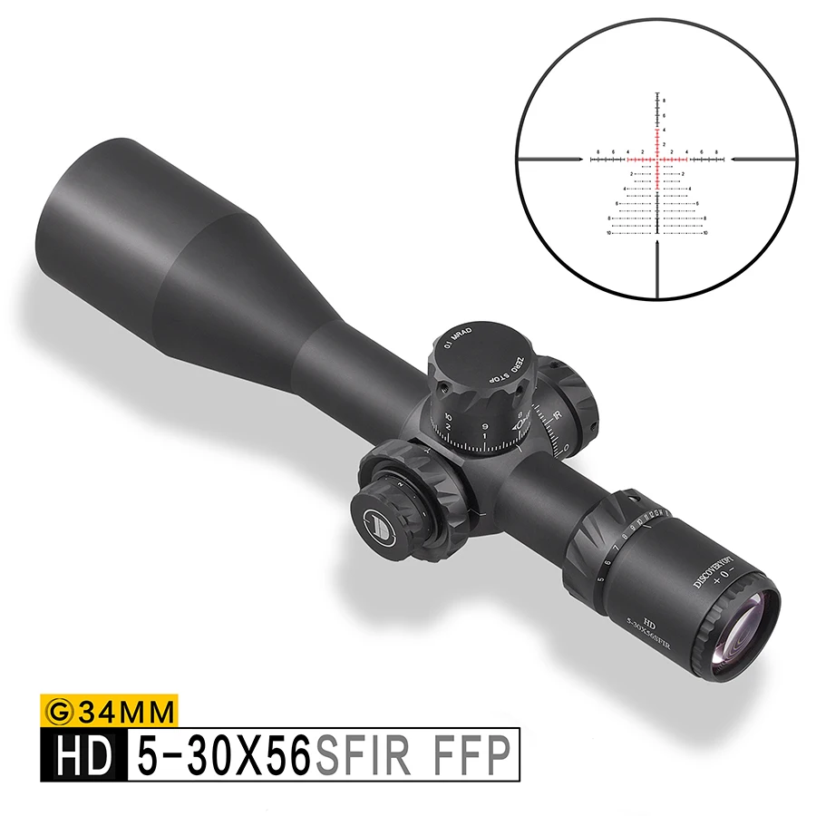 

Тактический прицел Discovery HD 5-30X56 SFIR FFP, оптический прицел с нулевой остановкой, с первым фокусным расстоянием, с трубкой 34 мм и сбросом