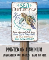 tin sea turtleology durable metal sign 8 x 12 or 12 x 18 use indooroutdoor inspirational beach and coastal decor an