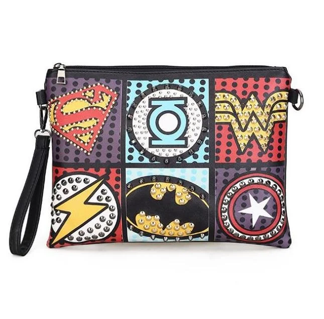 

Retro Envelope Clutch Pu Leather Clutch Bag Lady Rivet Punk Handbag Messenger Bags Women Super Hero 2023 Bags For Women