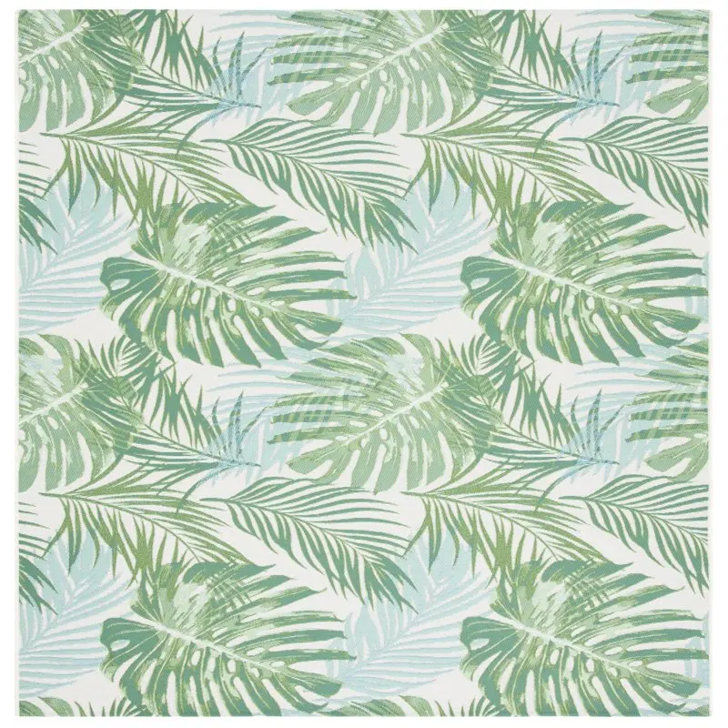 

Modern, Luxurious 5'3" x 7'6" Green/Teal Tropical Palm Leaves Outdoor Area Rug - Perfect for any Patio, Deck or Balcony