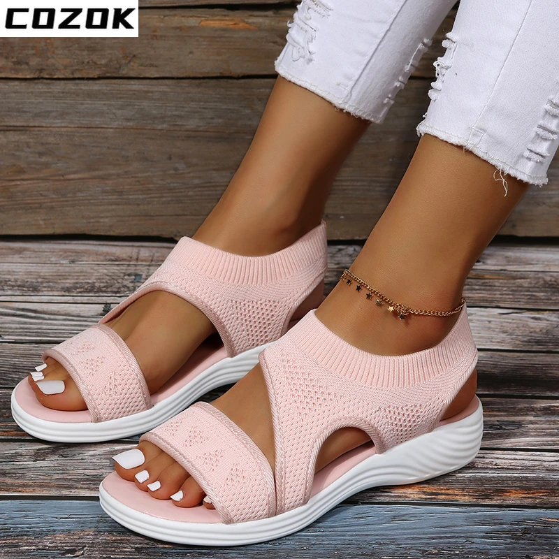 

Casual Mesh Sports Running Sandals Women 2022 Summer Designer Brand Shoes New Breathable Slippers Beach Thick Slides Women Shoes