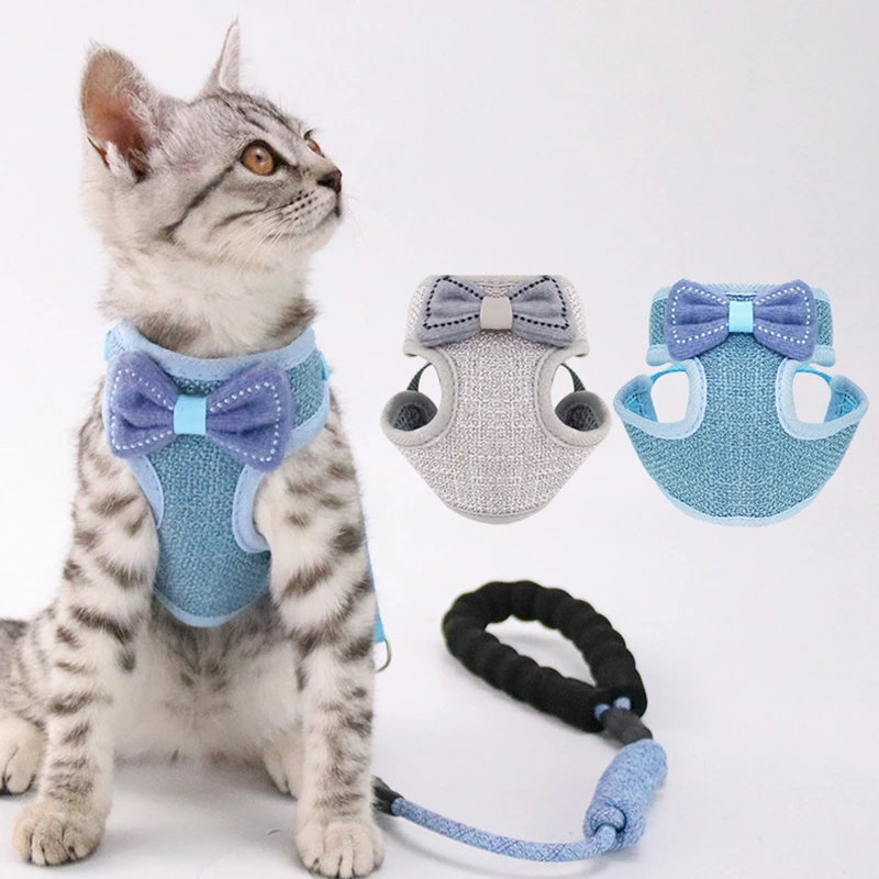 

Cat Harness and Leash Anti-Breakaway Cat Collar Cute Bow Vests Cat Product Cat Accessories Sage Green Collar for Cats or Puppies