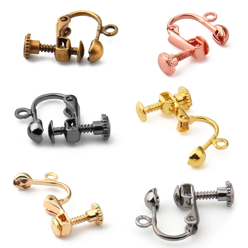 

10 Pcs Copper Ear Clip Gold Silver Color DIY Earring Hooks Wire Settings Base Hoops Earrings Accessories For Jewelry Making